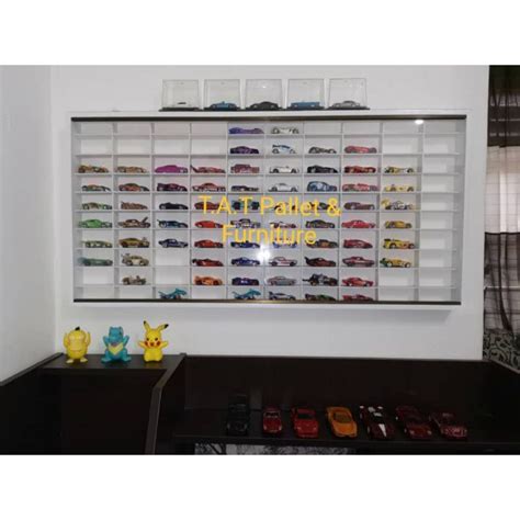 Slot Hot Wheels Display Rack With Acrylic Cover All White Shopee Malaysia