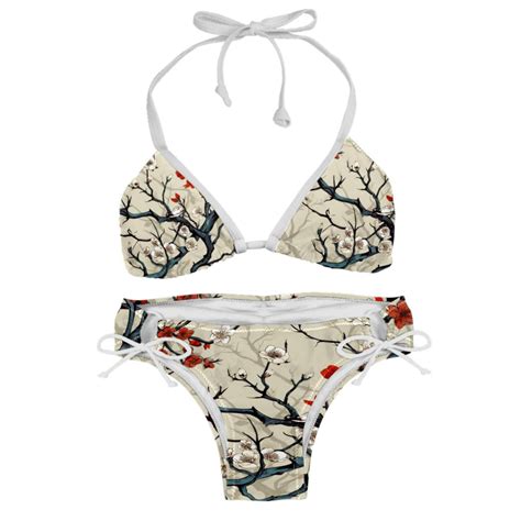 Tree Detachable Sponge Adjustable Strap Bikini Set Two Pack Ideal For Beach And Pool Parties