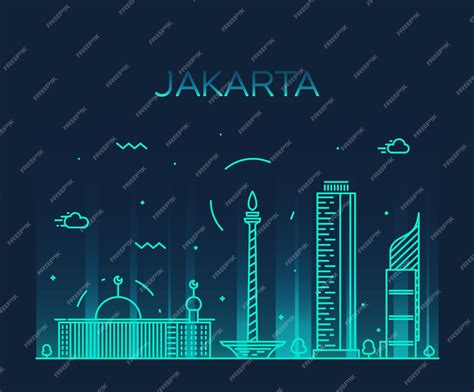 Premium Vector Jakarta Skyline Detailed Silhouette Trendy Vector