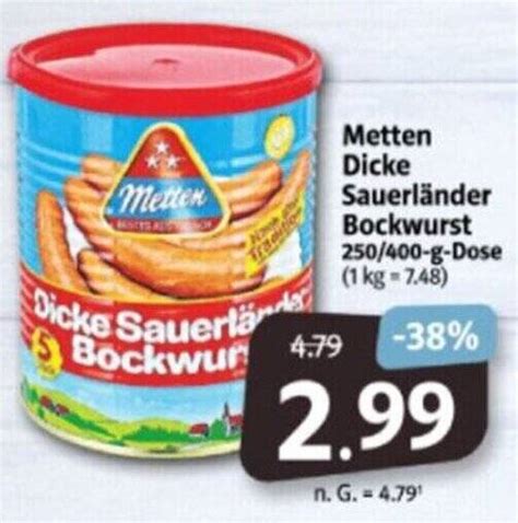 Metten Dicke Sauerl Nder Bockwurst G Dose Angebot Bei Markant Markt