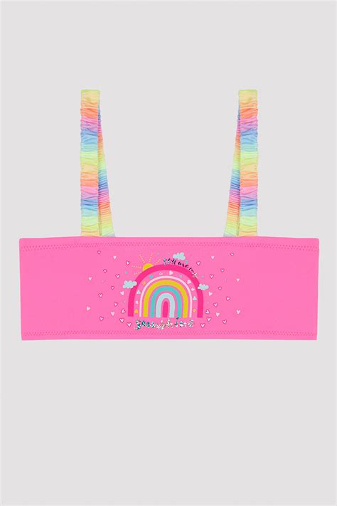 Kız Çocuk Gökkuşağı Straplez Bikini Takımı PL NO OR IY MIX Çok Renkli Penti