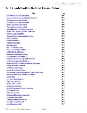 Fillable Online Nht Contribution Refund Form Claim Nht Contribution