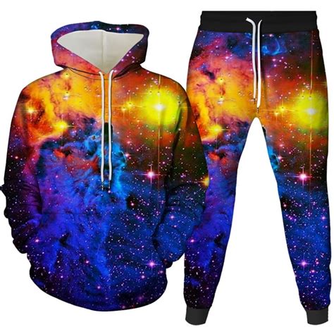 Unisex 3d Galaxy Stars Print Hoodies Jogging Pants Universe Nebula