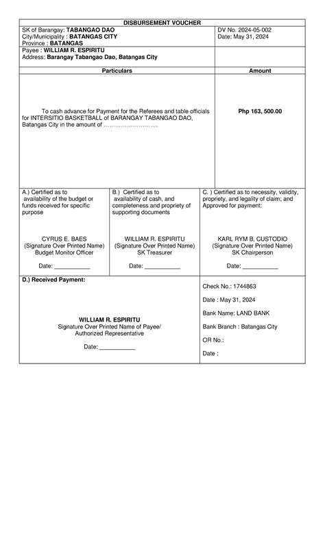 Disbursement Voucher City University Of New York 2
