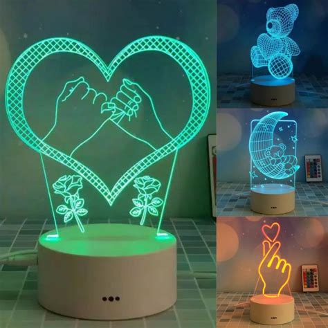 Jual Lampu Tidur Hias 3D Ulang Tahun Anniversary Gift Tedy Bear Lampu