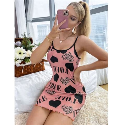 Zzyup Wholesale Pink Girls Sling Sexy Pajamas Mature Night Dress For Lady Bedroom Pretty