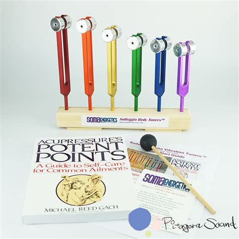 ソルフェジオ カラーボディーチューナー6本 錘付き 音叉 ソーマエナジェティクス SomaEnergetics tuning fork ...