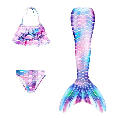 WOYY Big Girls Swimsuit Piece Bikini Set Scale Print Swimwear With Tail Skirt Bottom Walmart