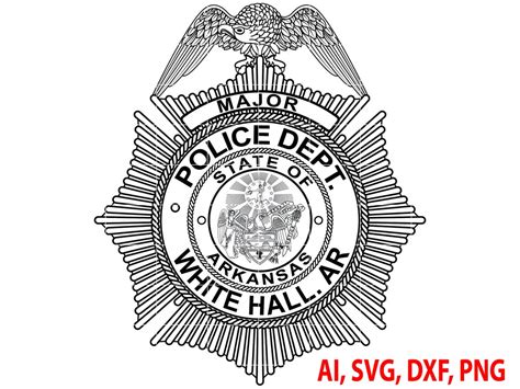 Police Badge, State of Arkansas White Hall Police Major Badge, Logo ...