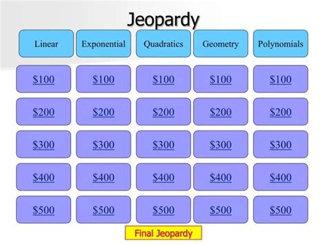 Ppt Jeopardy Powerpoint Presentation Free Download Id 4850686