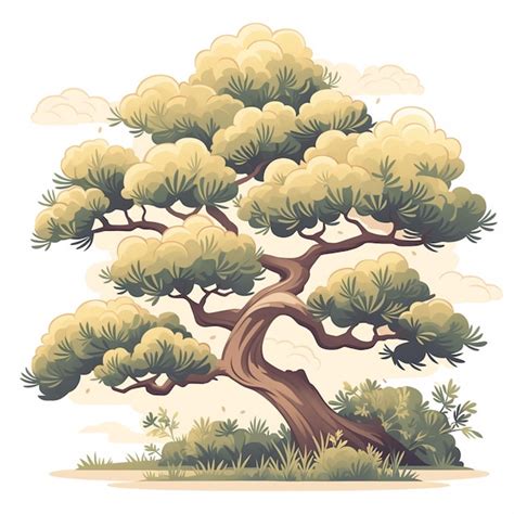 Premium Vector | Japanese pine tree patterns with strong branches