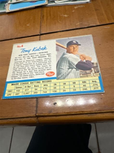 Post Baseball Tony Kubek Ebay