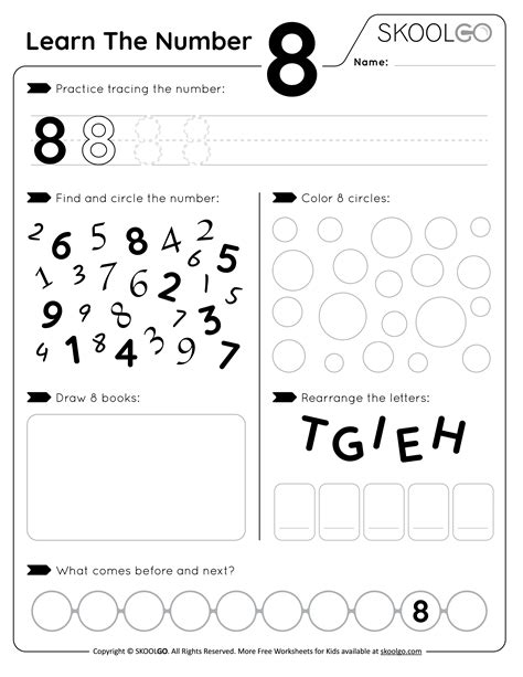 Learn The Number 8 Free Worksheet For Kids Skoolgo