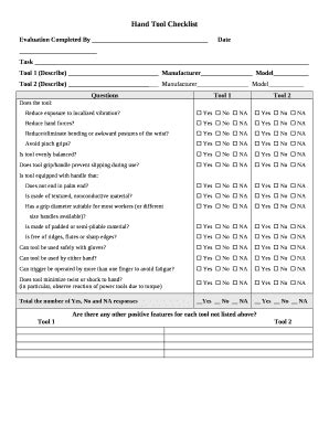 Hand Tools Inspection Checklist Word Doc Template PdfFiller