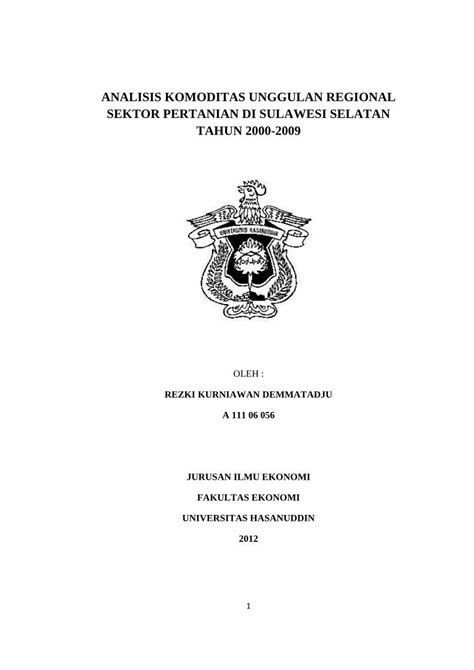 Pdf Analisis Komoditas Unggulan Regional Sektor Pertanian