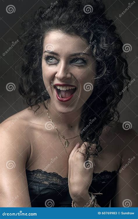 Close Up Portrait Of Brunette Woman Stock Image Image Of Closeup Curly