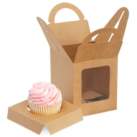 Pack Kraft Paper Individual Cupcake Boxes With Inserts In