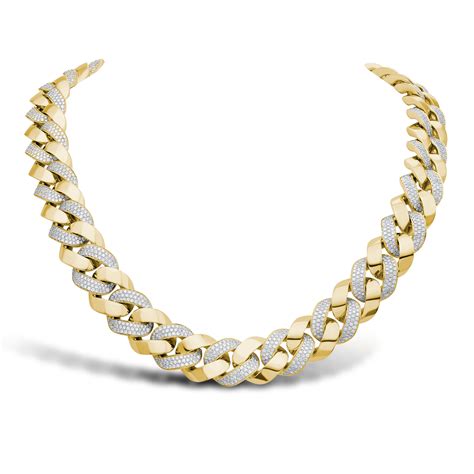 Cuba Small Chain Diamond Necklace Ct In Ct Yellow Gold