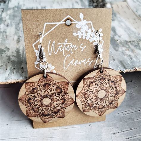 Wood Burned Earrings On Cherry Wood Etsy