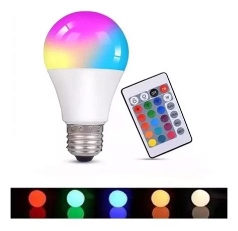 Lâmpada Led Bulbo Rgb 5w E27 Colorida Bivolt Controle Remoto MercadoLivre