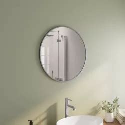 Specchio bagno Ø 60 cm con cornice in alluminio argento Talas