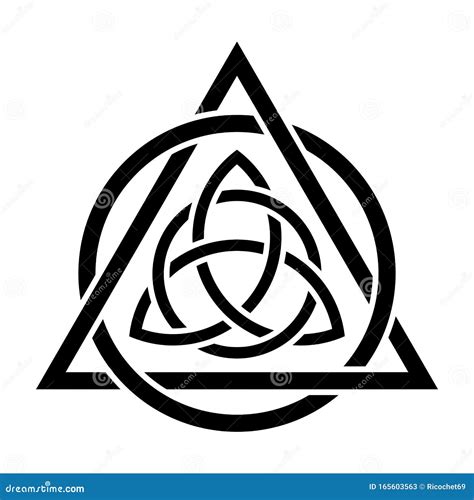 Triquetra Inside a Triangle Interlaced with Circle Symbol Stock Illustration - Illustration of ...