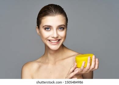 Beautiful Woman Naked Shoulders Makeup Skin Stock Photo