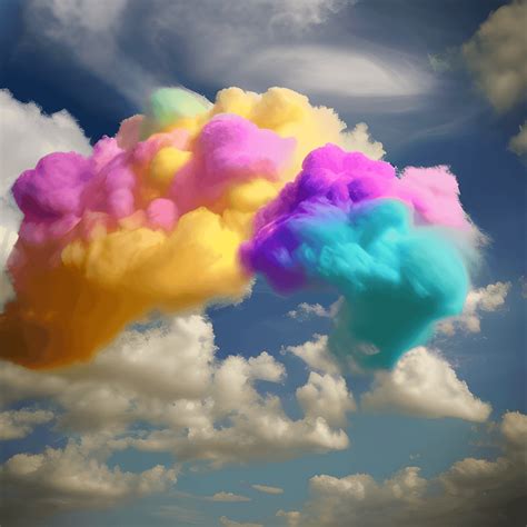 Intricate Detail Rainbow Cotton Candy Clouds Hyper Realistic · Creative