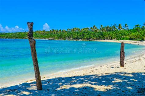 Vanuatu, Honeymoon Beach. Large Wooden Markers Defining the Stunning ...