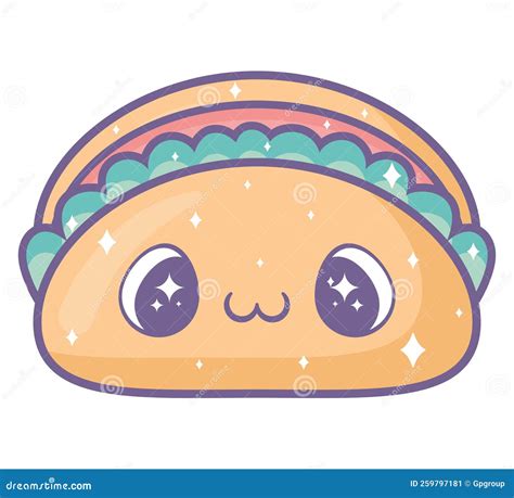 Kawaii taco design stock vector. Illustration of leaf - 259797181