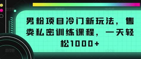 男粉项目冷门新玩法，售卖私密训练课程，一天轻松1000【揭秘】 168网创分享创业资讯最新网络项目资源