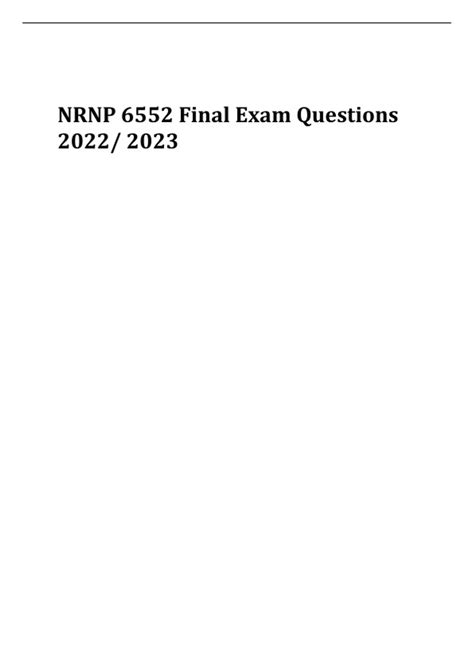 NRNP 6552 Final Exam Questions 2022 2023 NRNP 6552 Stuvia US