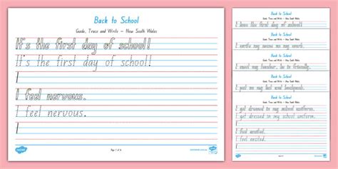 Handwriting Back To School Worksheets For Year 1 Twinkl