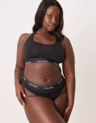 Calvin Klein Plus Modern Cotton Logo Waistband Bikini Brief In Black Asos