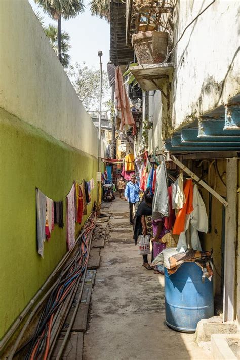 Indian Men on the Narrow Street in Dharavi Slum at Mumbai. India ...