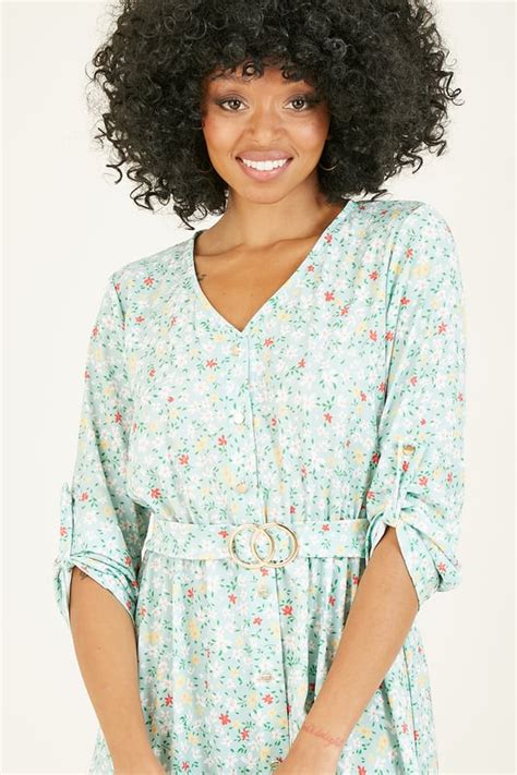 Mela Ditsy Floral Belted Shirt Dress