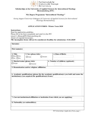 Fillable Online FIT Scholarships Application Form Fax Email Print