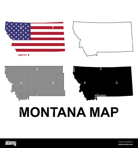 Set Of Montana Map United States Of America Flat Concept Icon Symbol