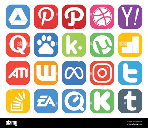 20 Social Media Icon Pack Including Twitter Facebook Baidu Meta Ati