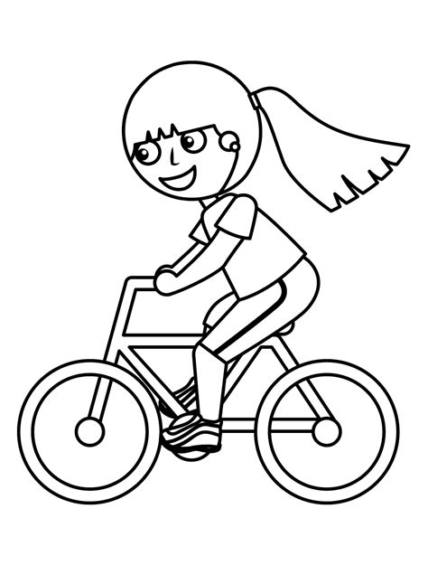 Girl Riding Bicycle Coloring Page - Free Printable Coloring Pages