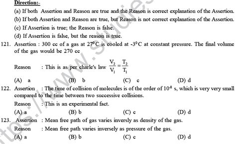 Neet Ug Physics Kinetic Theory Of Gases Mcqs Multiple Choice Questions