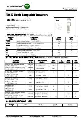 BU102S Datasheet PDF TY Semiconductor