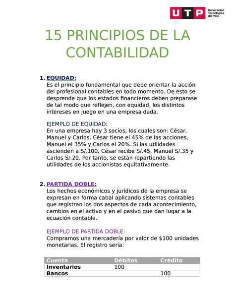 Principios De Contabilidad Principios De La Contabilidad