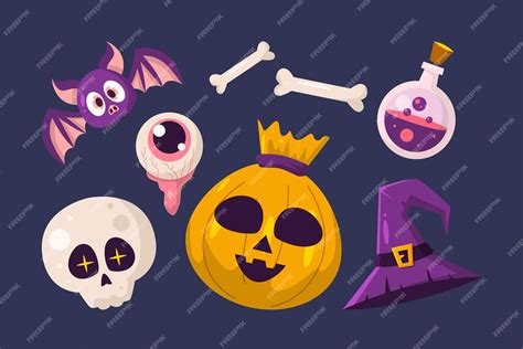 Colección De Elementos De Halloween Dibujados A Mano Vector Gratis