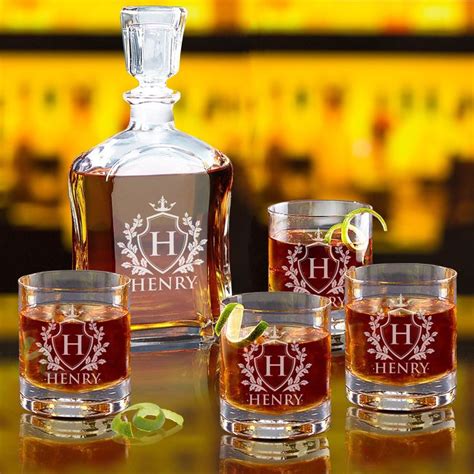 Personalized Whiskey Decanter Set With Whiskey Glasses Gifts For