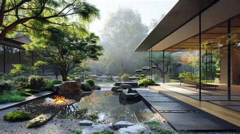 A japanese garden design from contemporary outdoor space | Premium AI ...