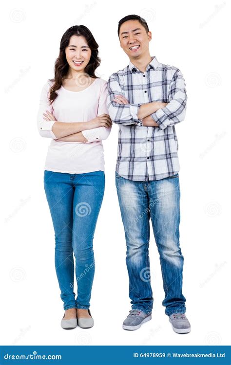 Full Length Portrait Of Happy Couple Stock Image Image Of Arms