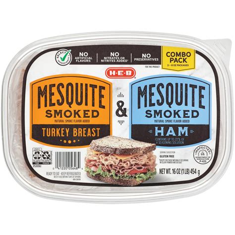 H E B Mesquite Smoked Turkey Breast And Ham Lunch Meat Combo Pack