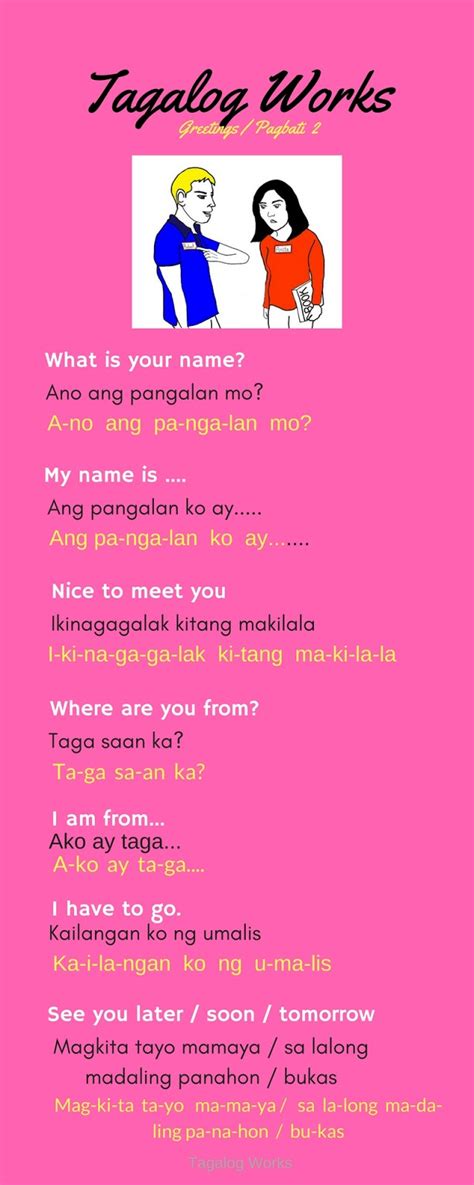 Tagalog Greetings Chart