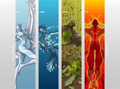 Elementals Elementals Earth Air Fire Water Artistic Wallpaper